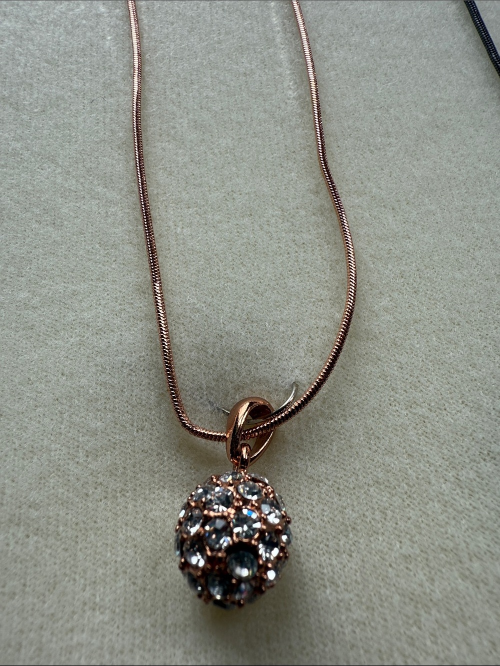 Rose Gold Crystal Pendant Necklace - Women's Jewelry/16”